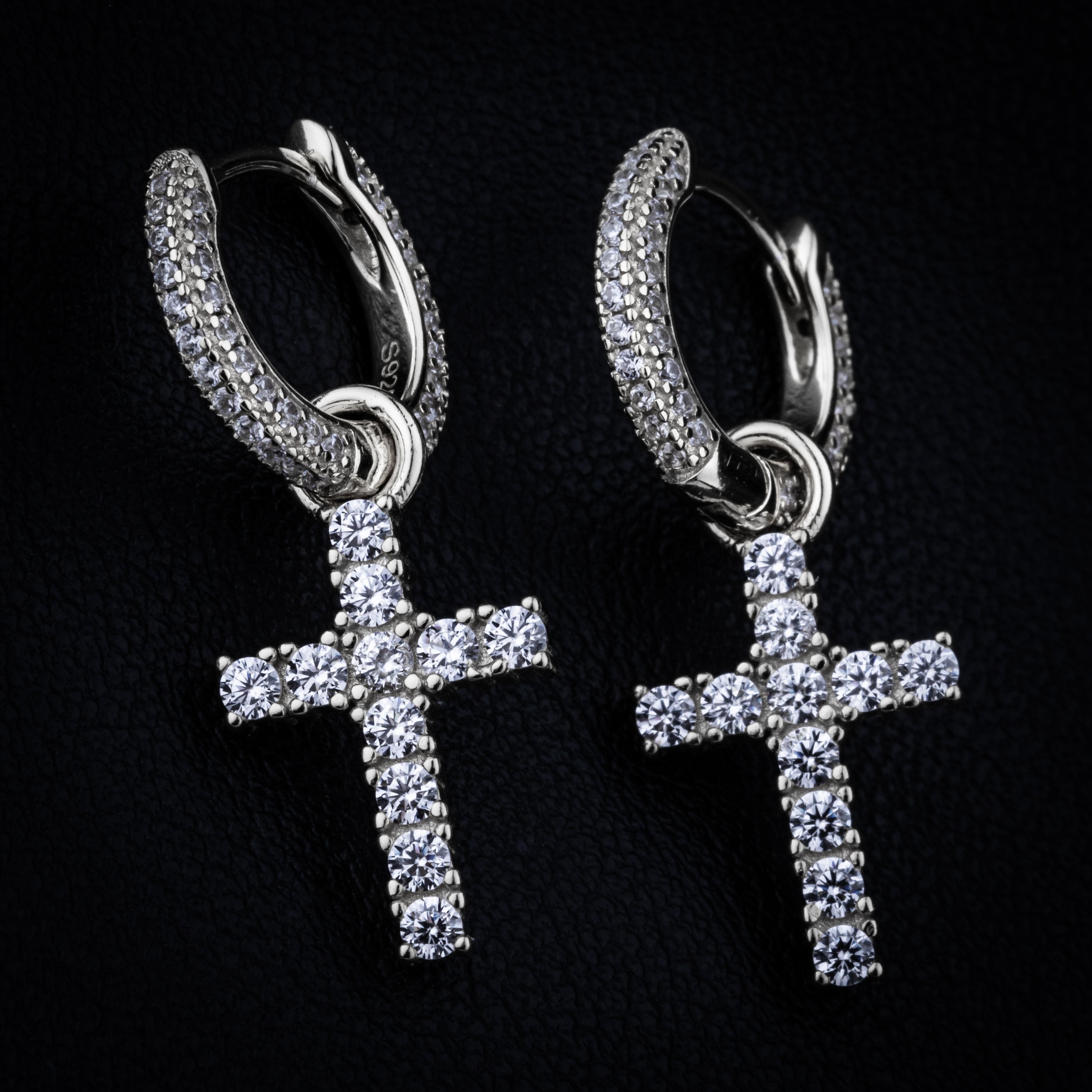 Cross Earring in White Gold