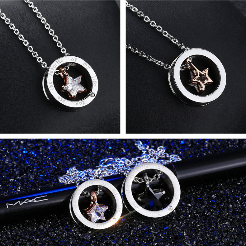 Crystal star couple necklace