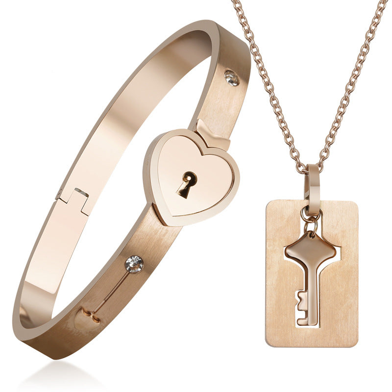 Lock Bracelet And Key Necklace