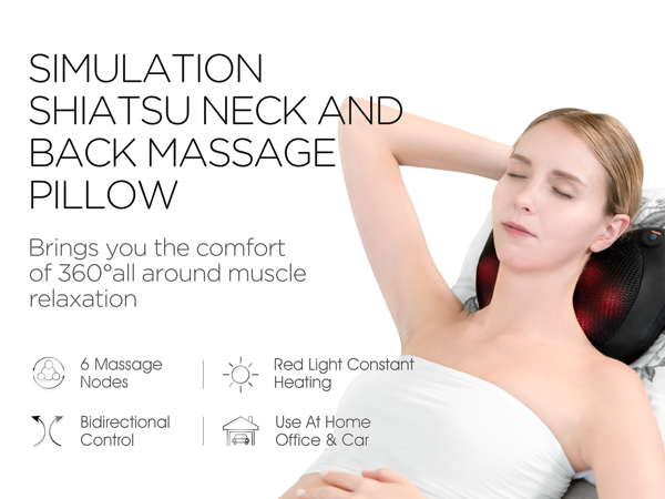 TRAKK Shiatsu Back and Shoulder Neck Heated Body Massager Pillow