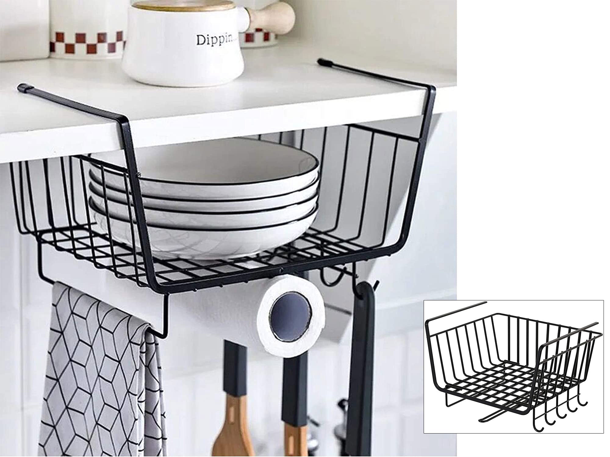 Under Shelf Wire Basket with Hangers