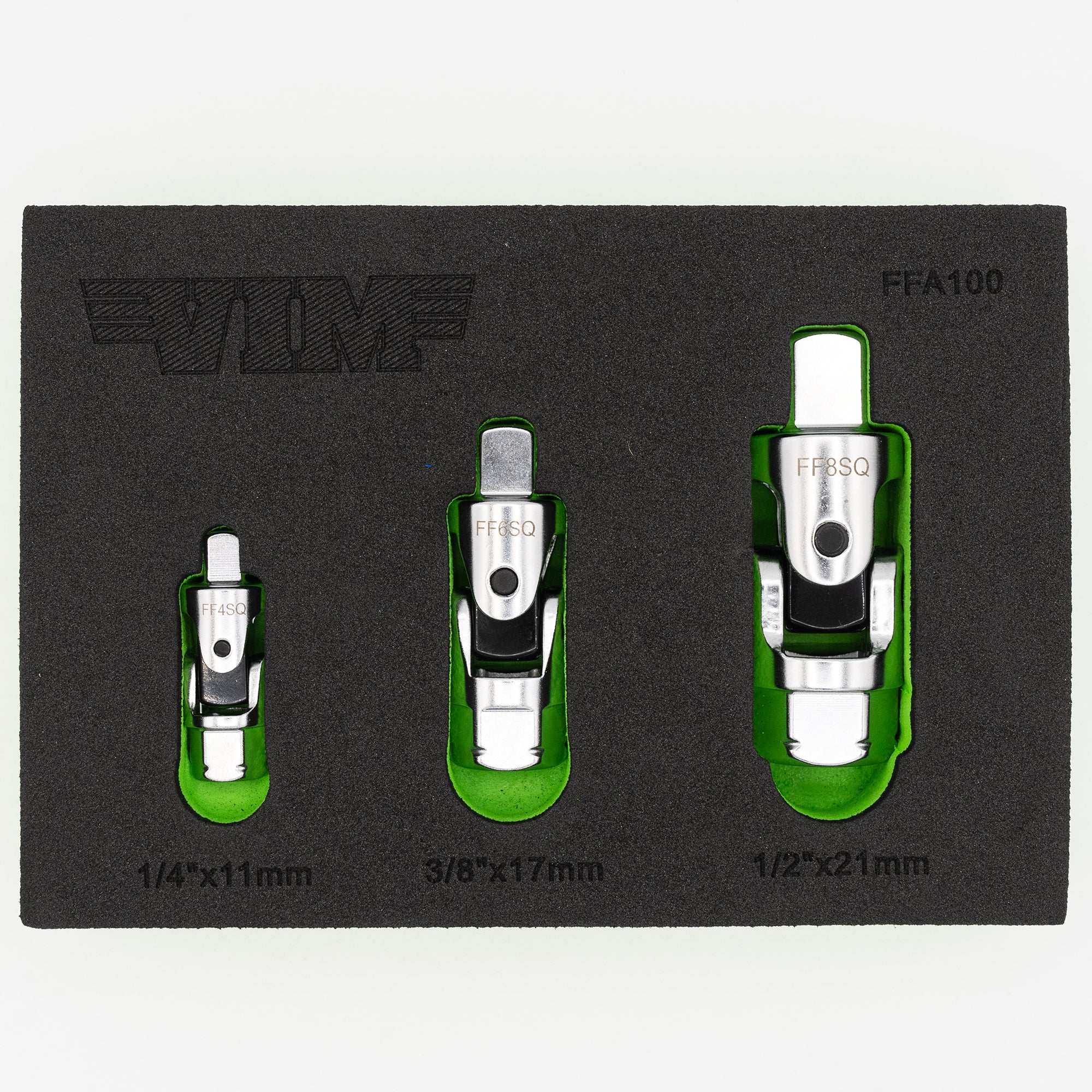 Vim Tools FFA100 Universal Joint Adapter Set, Firm Flex Dual Drive 3 Piece 1/4
