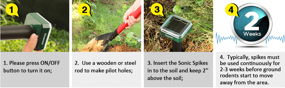 Solar Powered Ultrasonic Gopher/Rodent/Vole Repellent