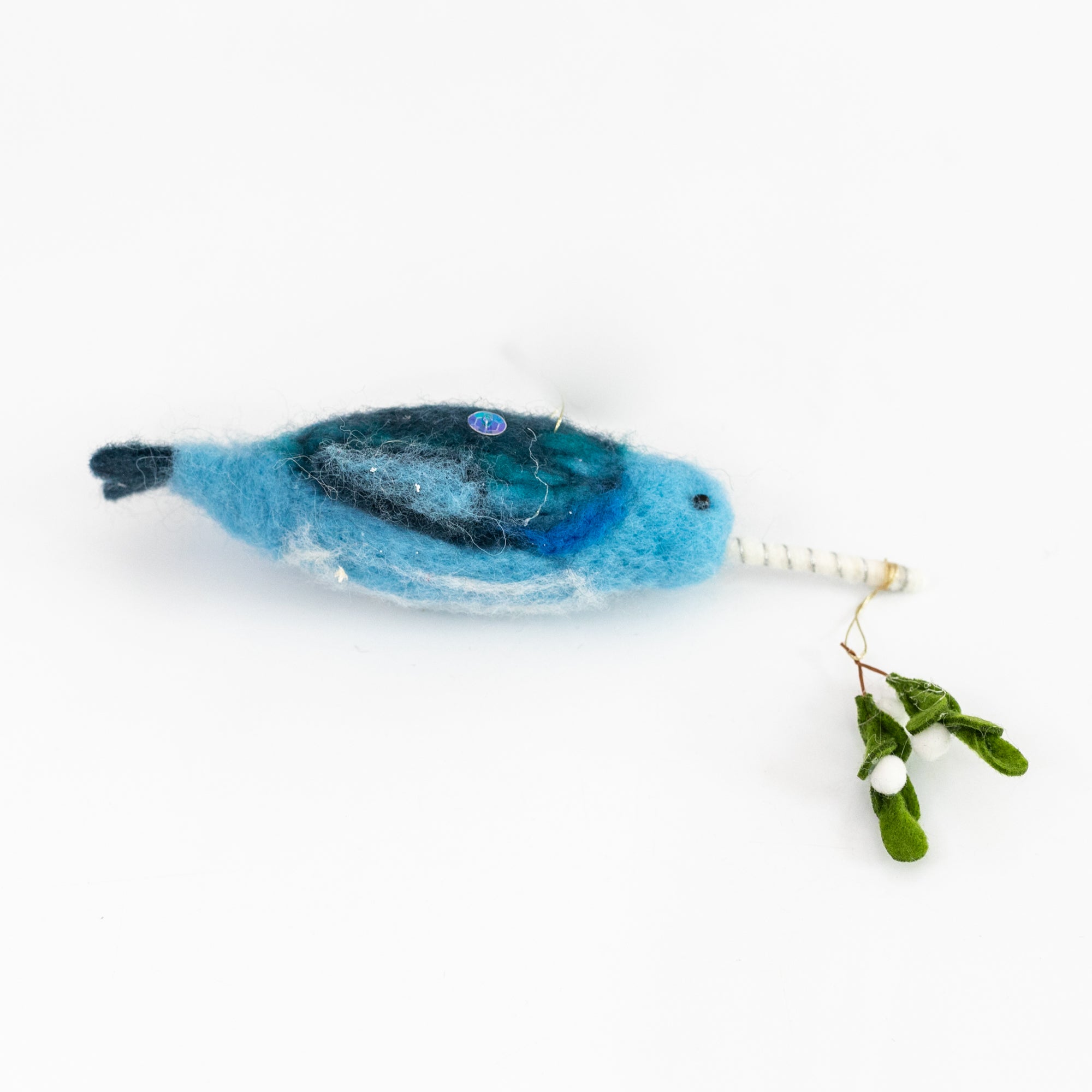 Narwhal Ornament with Mistletoe