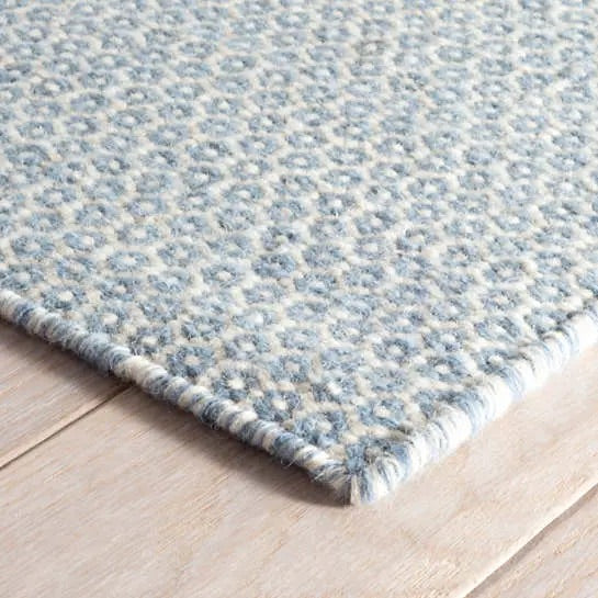 Honeycomb French Blue/Ivory Woven Wool Rug