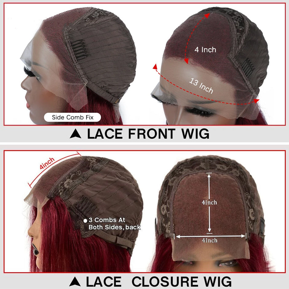 Burgundy Color Human Hair Hd Lace Front Wig