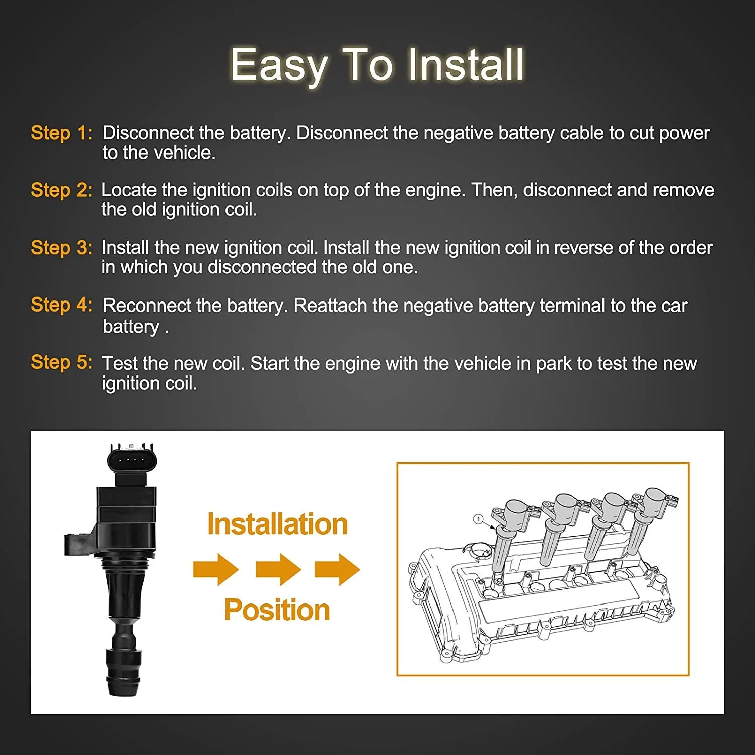 Ignition Coil Pack for 2006-2017 Chevrolet 2.4L 2.2L 2.0L Turbo Chevy Malibu HHR Cobalt Equinox GMC Terrain Pontiac G6 D522C 12638824 12578224 UF491 4PCS