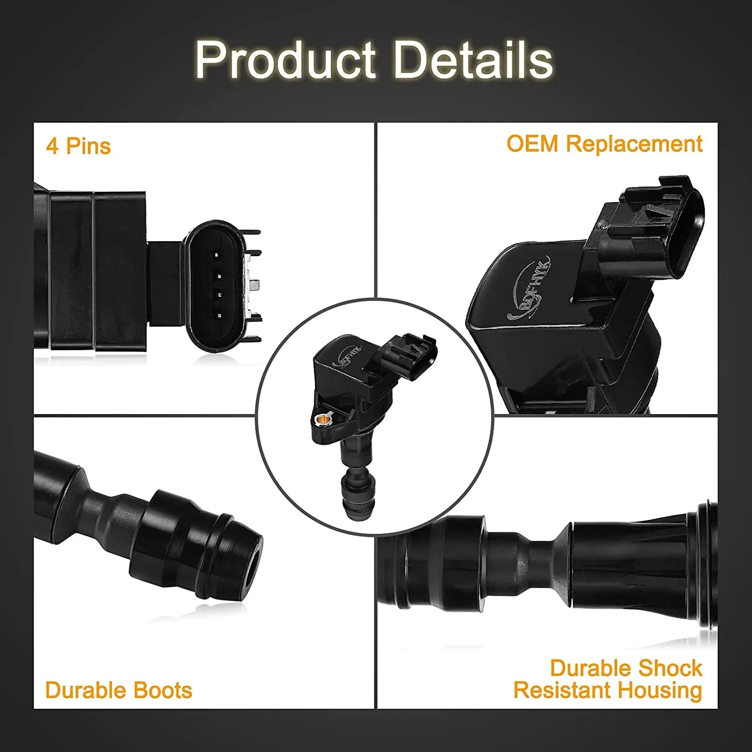 Ignition Coil Pack for 2006-2017 Chevrolet 2.4L 2.2L 2.0L Turbo Chevy Malibu HHR Cobalt Equinox GMC Terrain Pontiac G6 D522C 12638824 12578224 UF491 4PCS