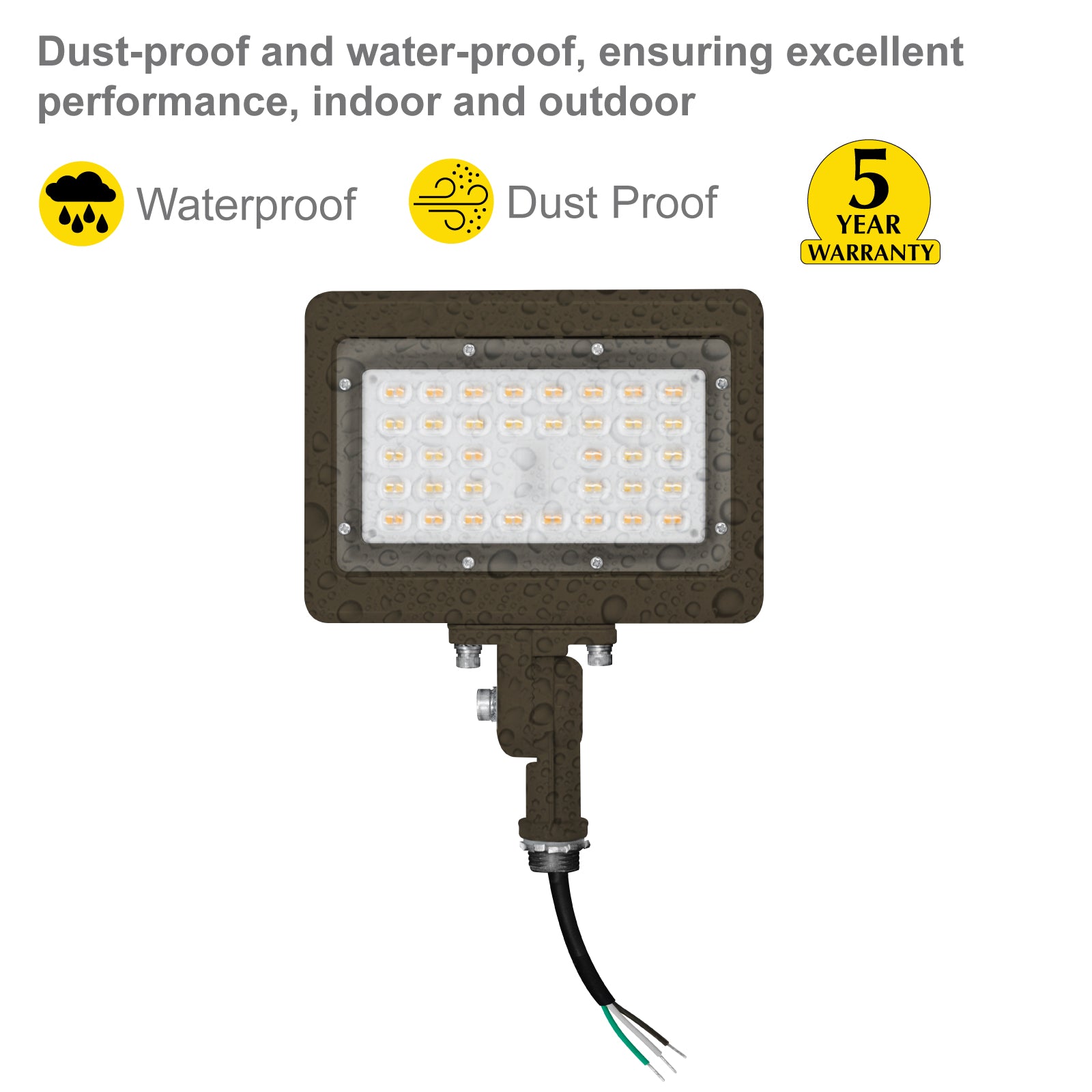NUWATT LED Flood Light Outdoor - 30W - 3850 Lumens - 3CCT Color Selectable 3000K, 4000K, 5000K - Waterproof LED Flood Light with 1/2