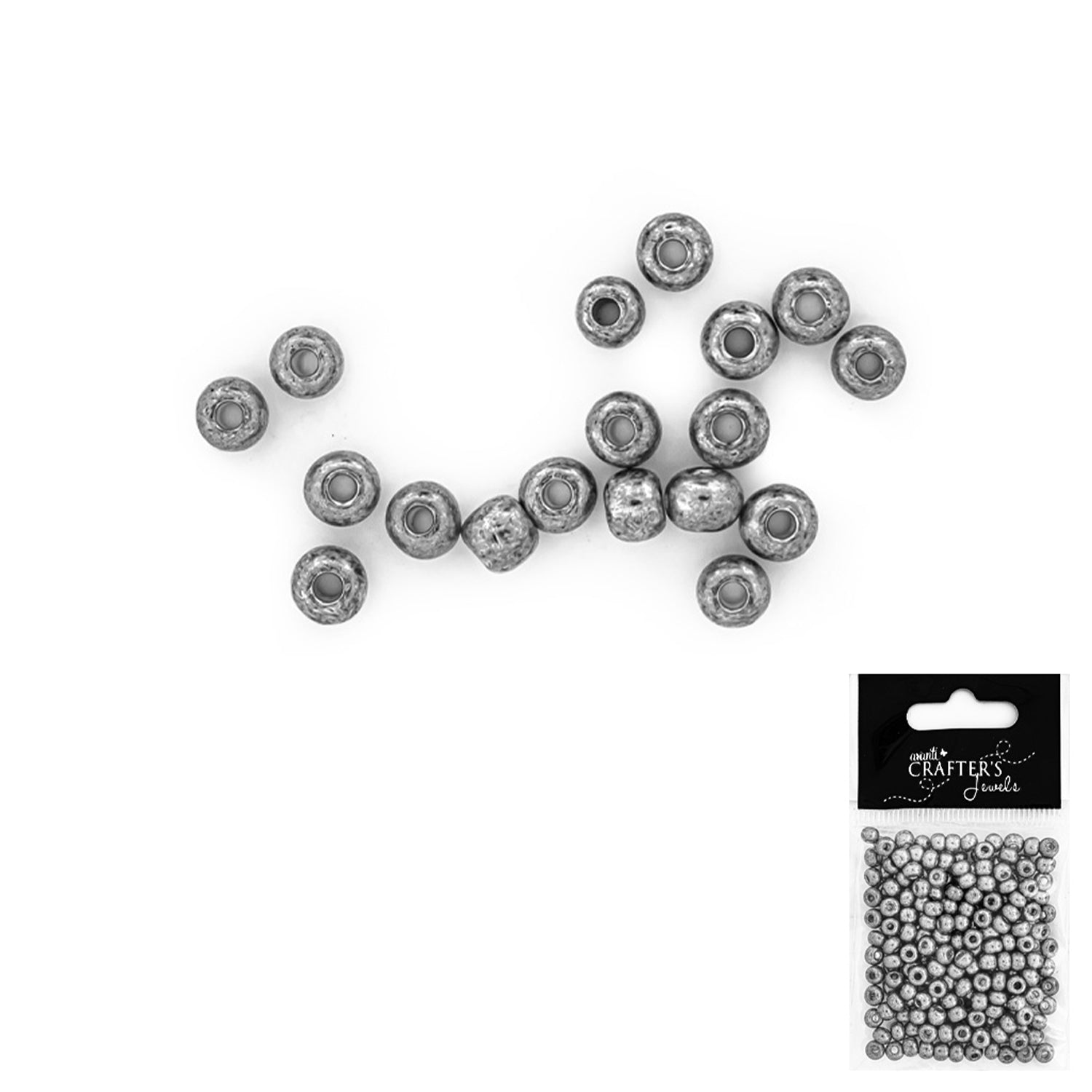 Glass Seed Beads, 4 x 3 mm, 22g, Silver Color, 12-Pack