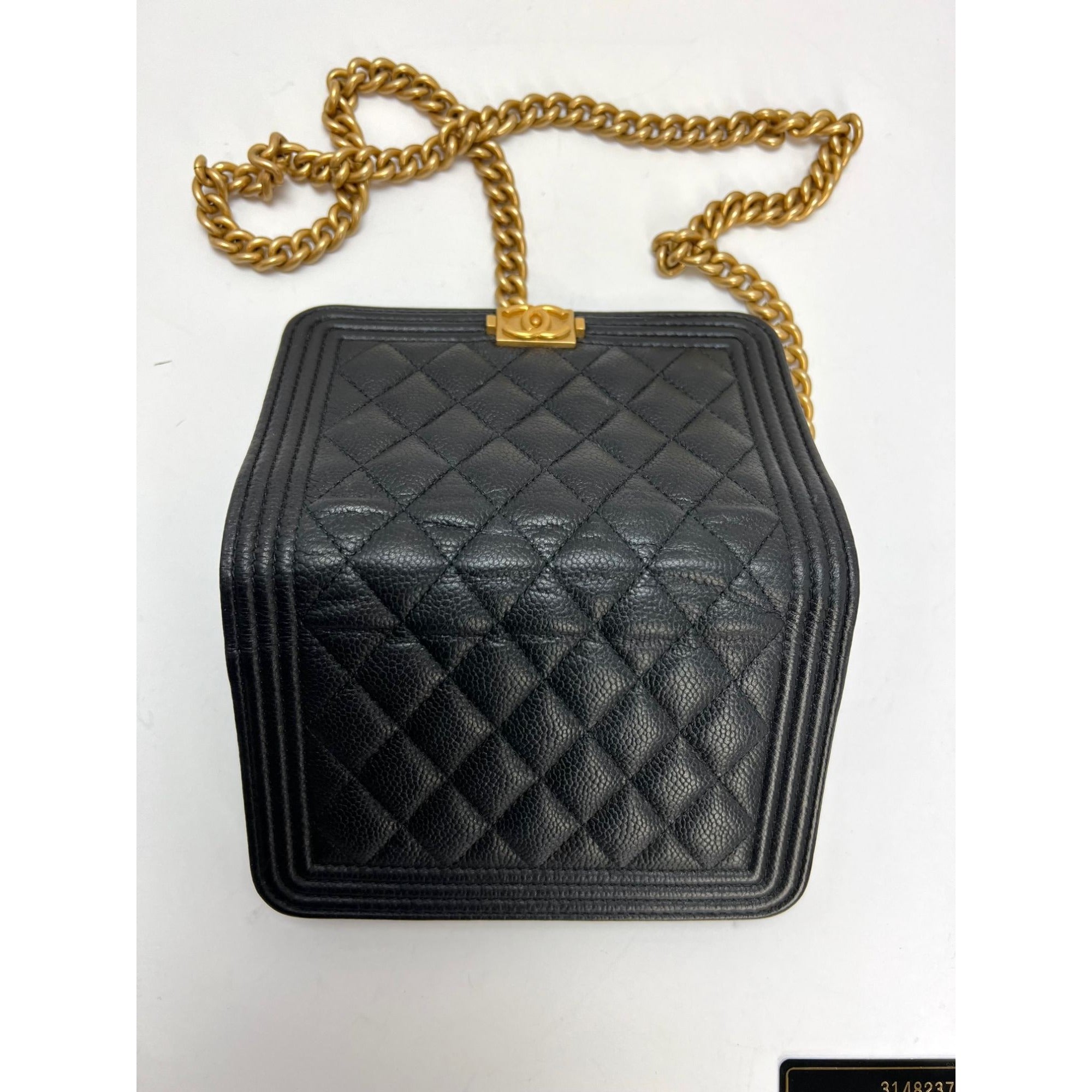 Chanel Caviar Quilted Mini Boy Clutch Wallet on a Chain Black