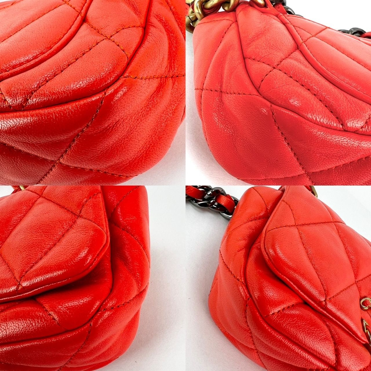 Chanel Goatskin Quilted Chanel 19 Waist Belt Bag Orange