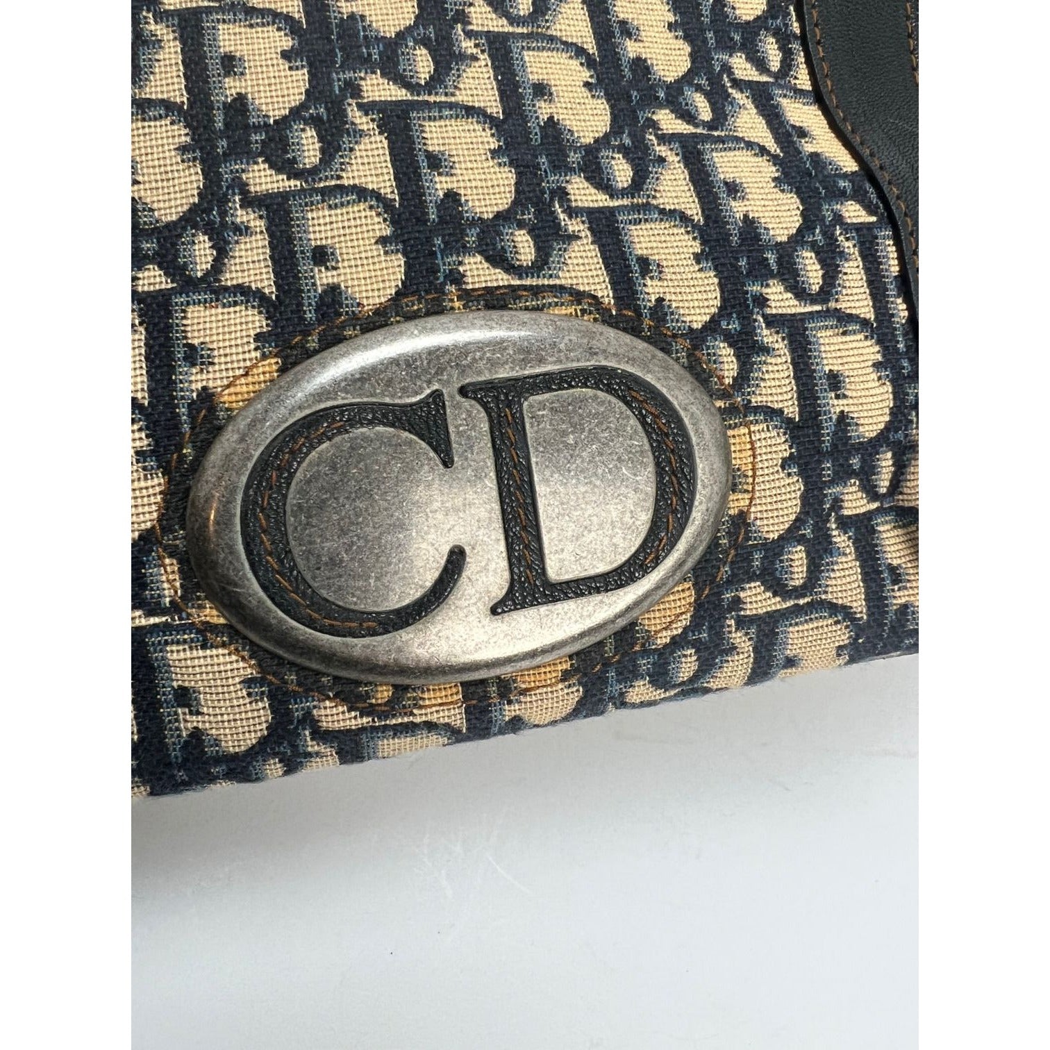 CHRISTIAN DIOR Monogram Trotter CD Blue Canvas Hand Bag