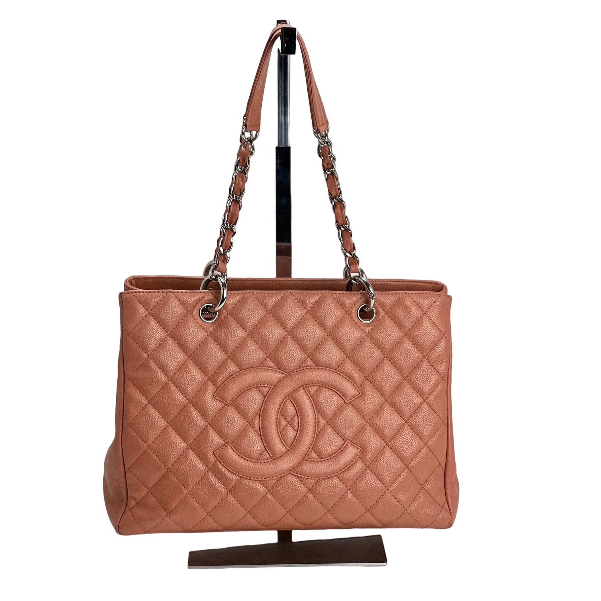 CHANEL Caviar Quilted Grand Shopping Tote GST Coral Bag