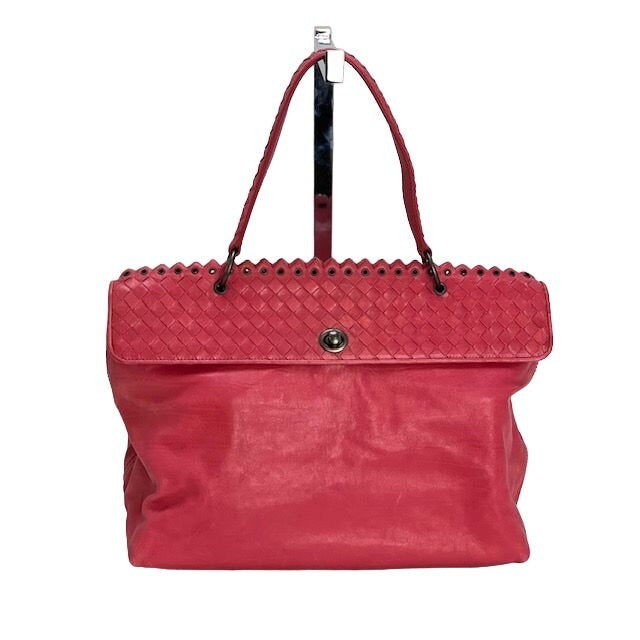 Bottega Veneta Intrecciato Leather Tina Top Handle Red Bag