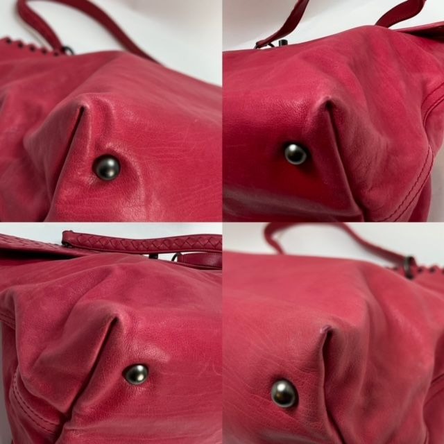 Bottega Veneta Intrecciato Leather Tina Top Handle Red Bag