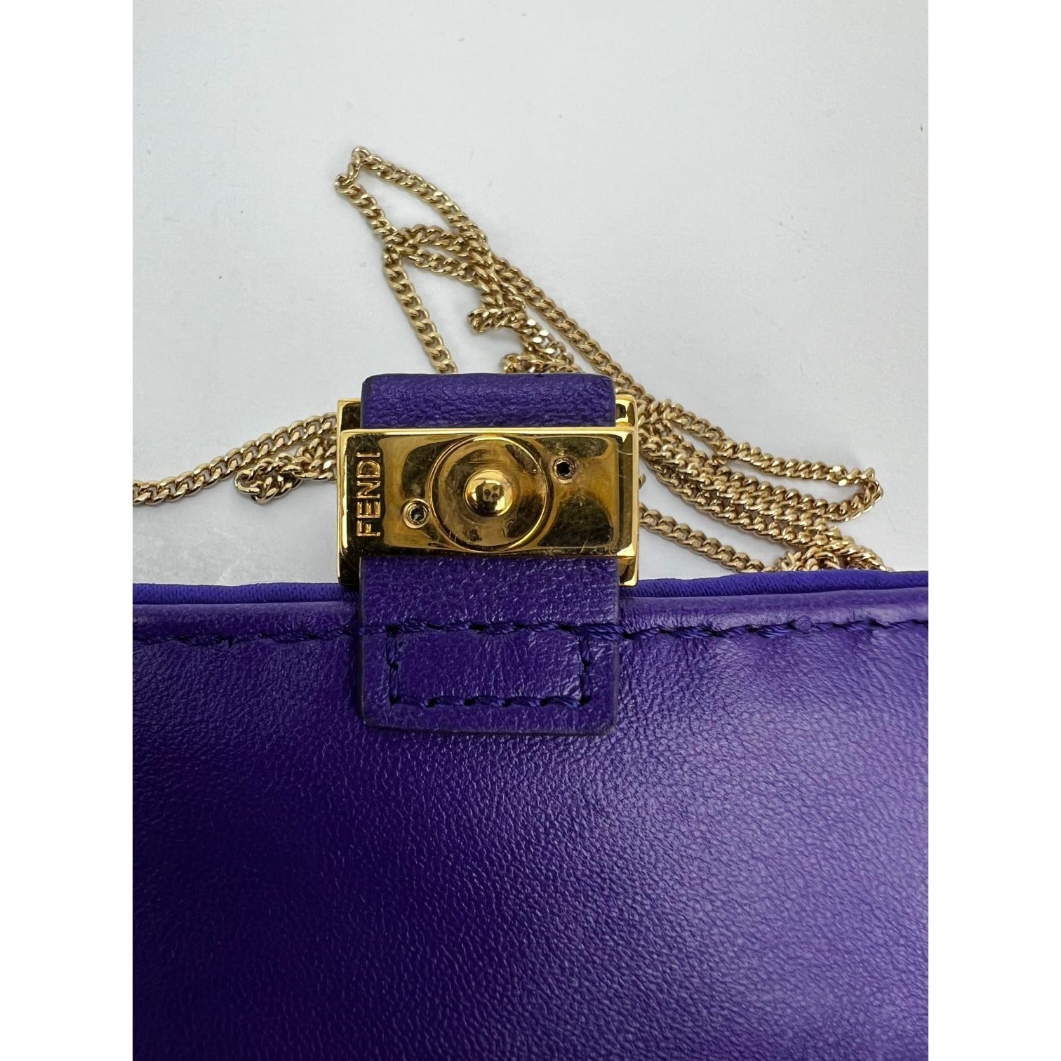 Fendi Sequin Paillettes Shiny Nano Baguette Belt Charm Purple Mini Bag