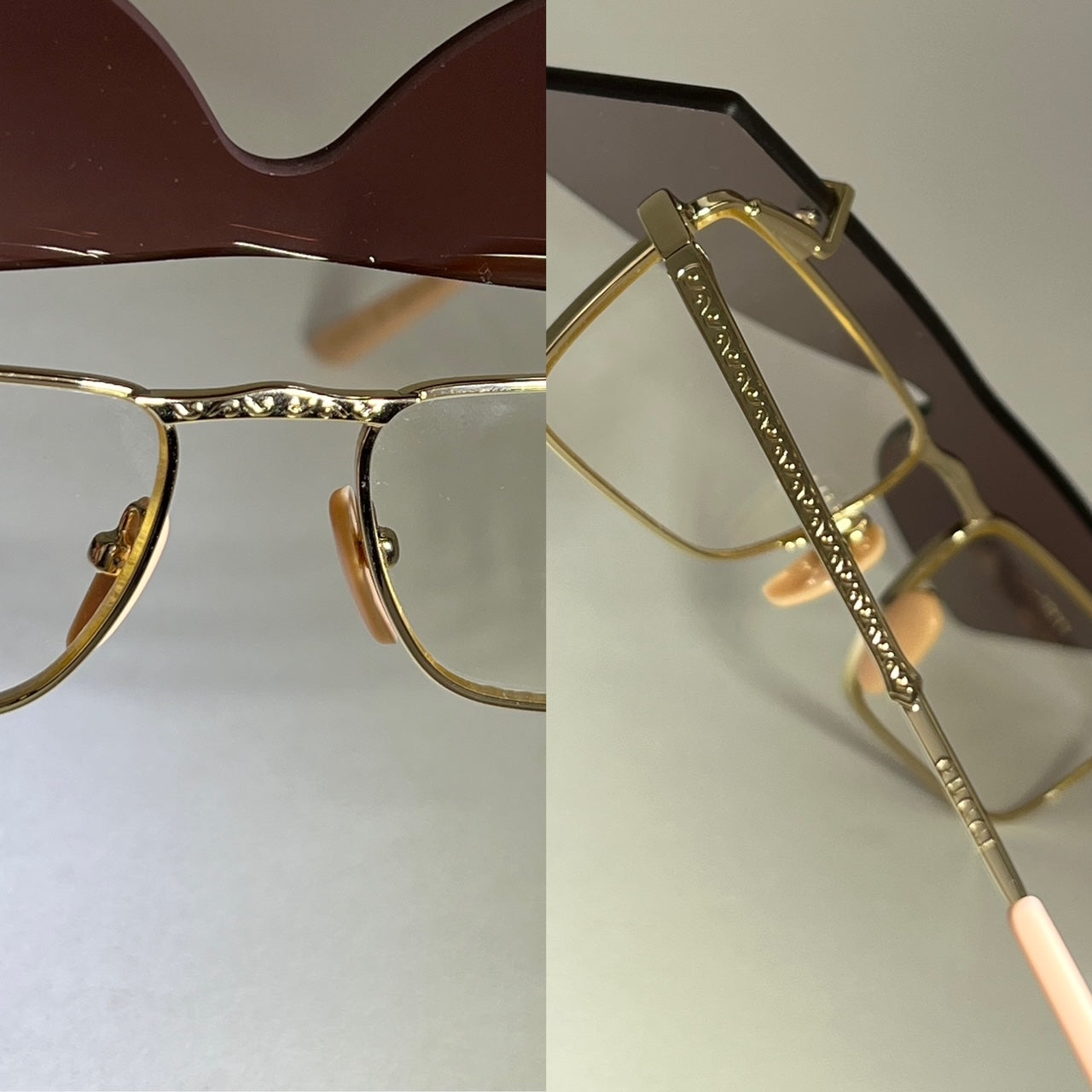 Gucci Flip-Up Sunglasses Rectangle Red Gold frames GG0363S 002 56 preowned