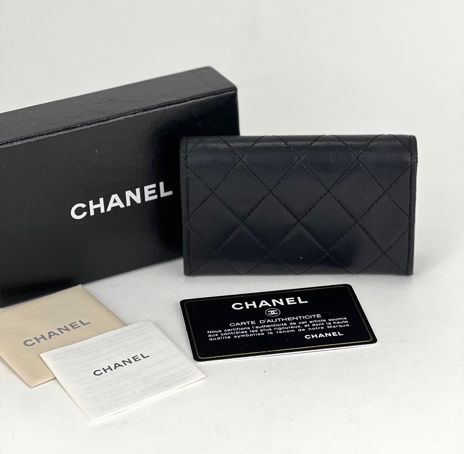 Chanel Wallet Classic Flap Quilted Black Lambskin Mini Wallet Card Holder