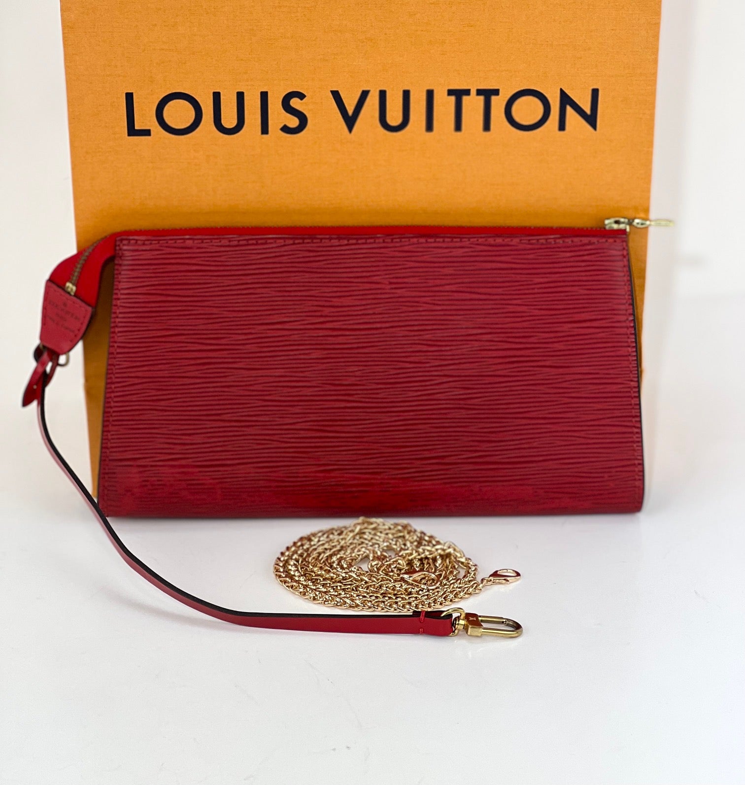 Louis Vuitton Handbag Epi 24 Pochette Accessories Red Leather Crossbody Bag Preowned