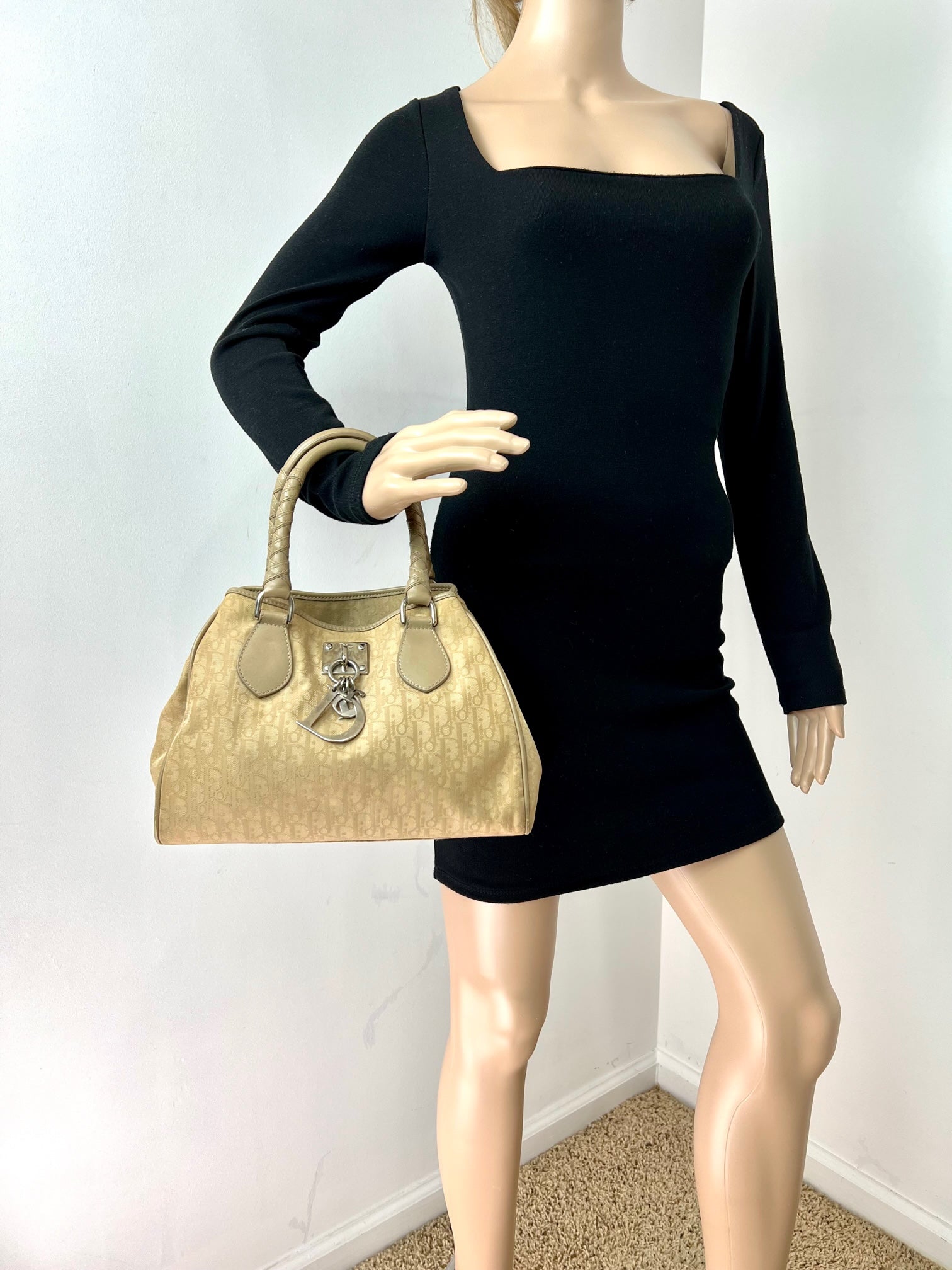 Christian Dior Diorissimo Canvas Small Beige Tote Bag
