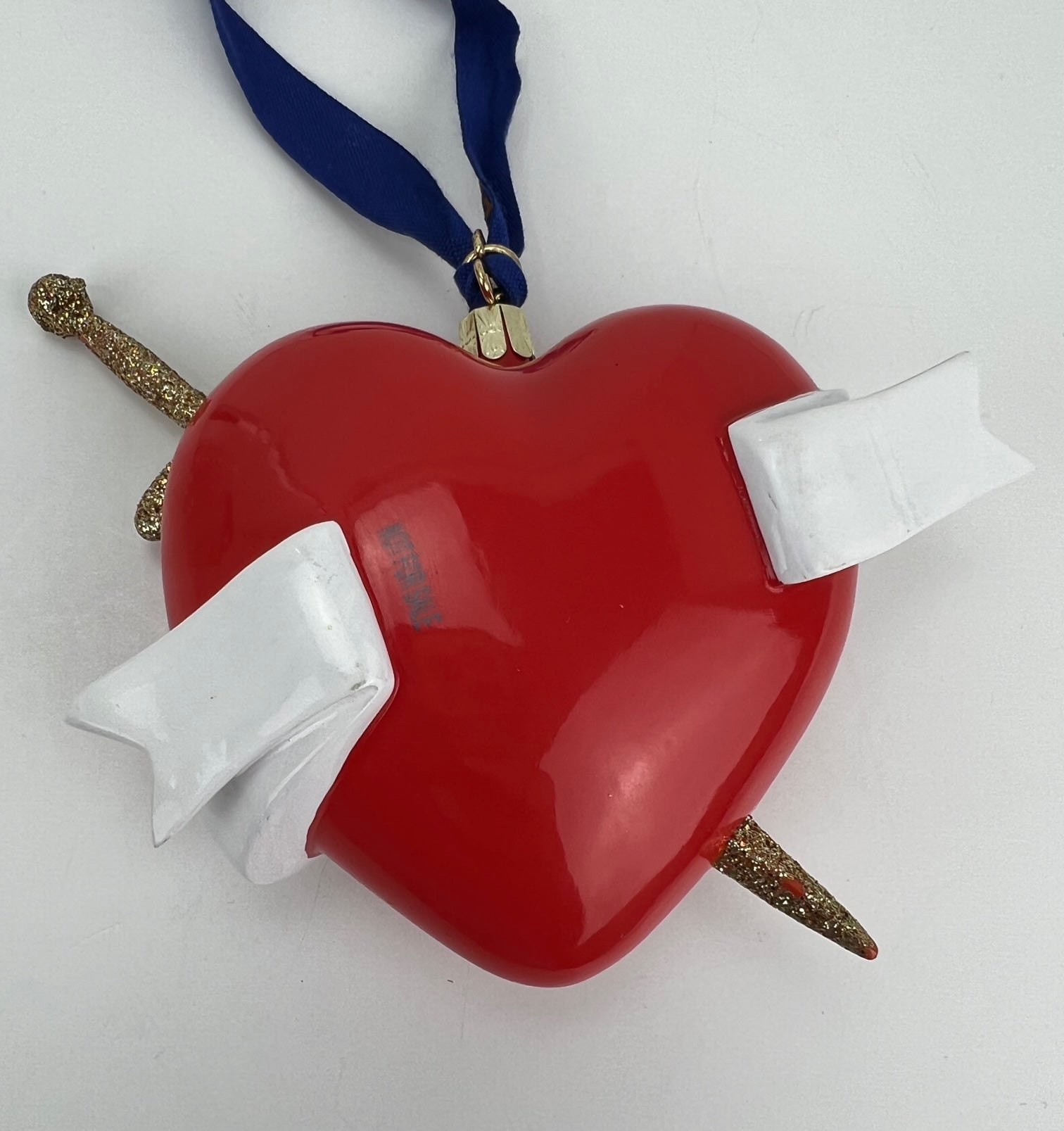 Louis Vuitton Red Heart Ornament with Gold Glitter Sword Preowned