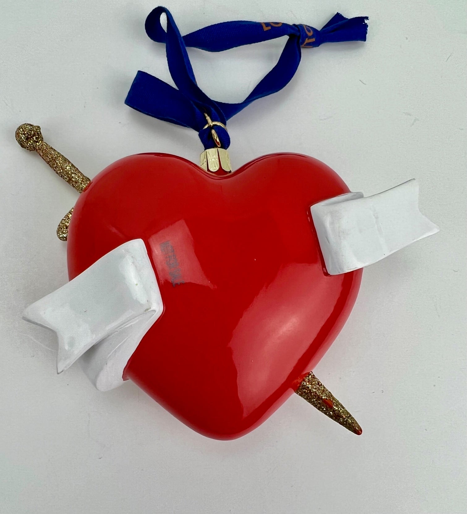 Louis Vuitton Red Heart Ornament with Gold Glitter Sword Preowned