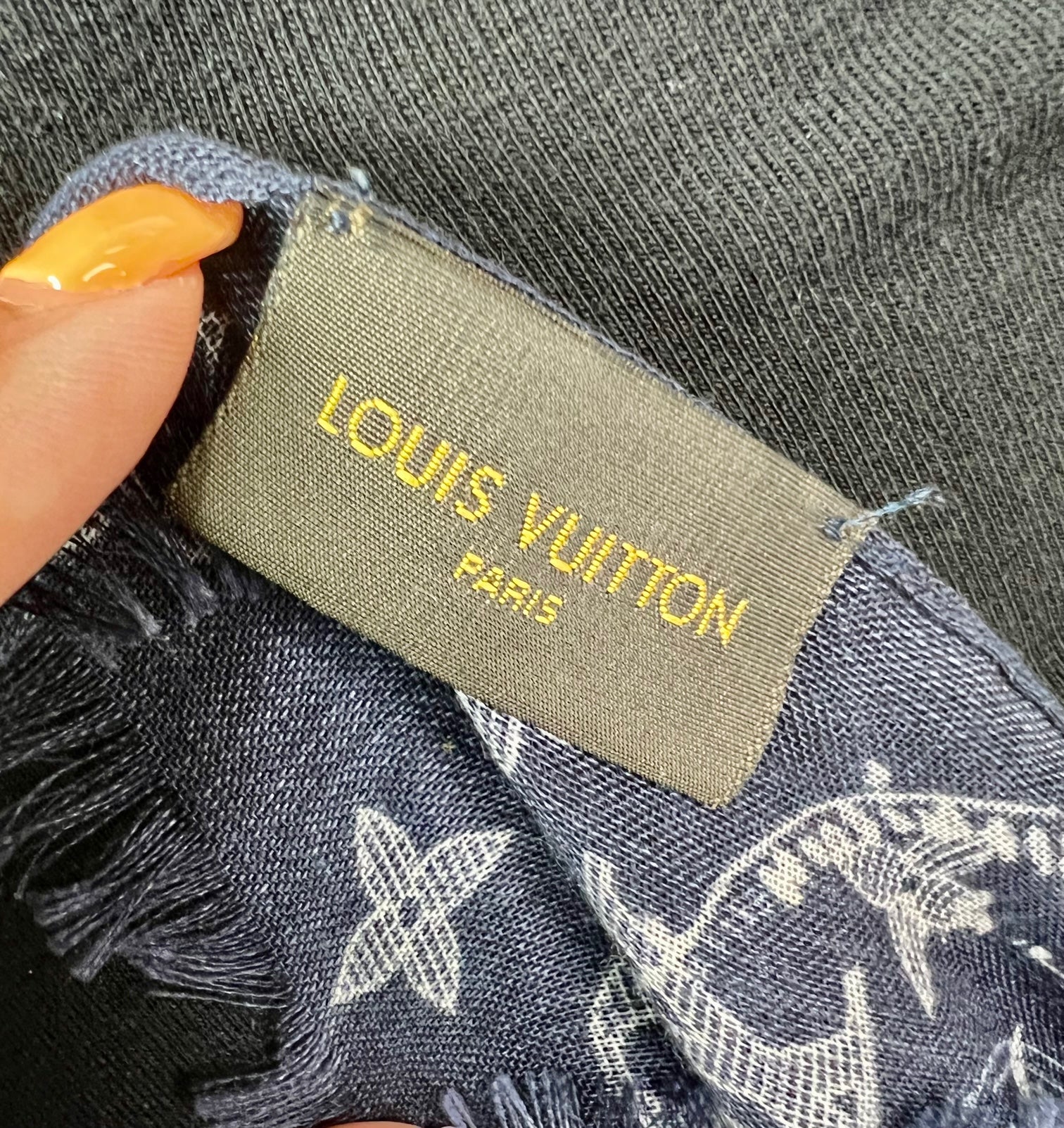 LOUIS VUITTON Cashmere Silk Chapman Brothers Stole Blue Wrap Scarf