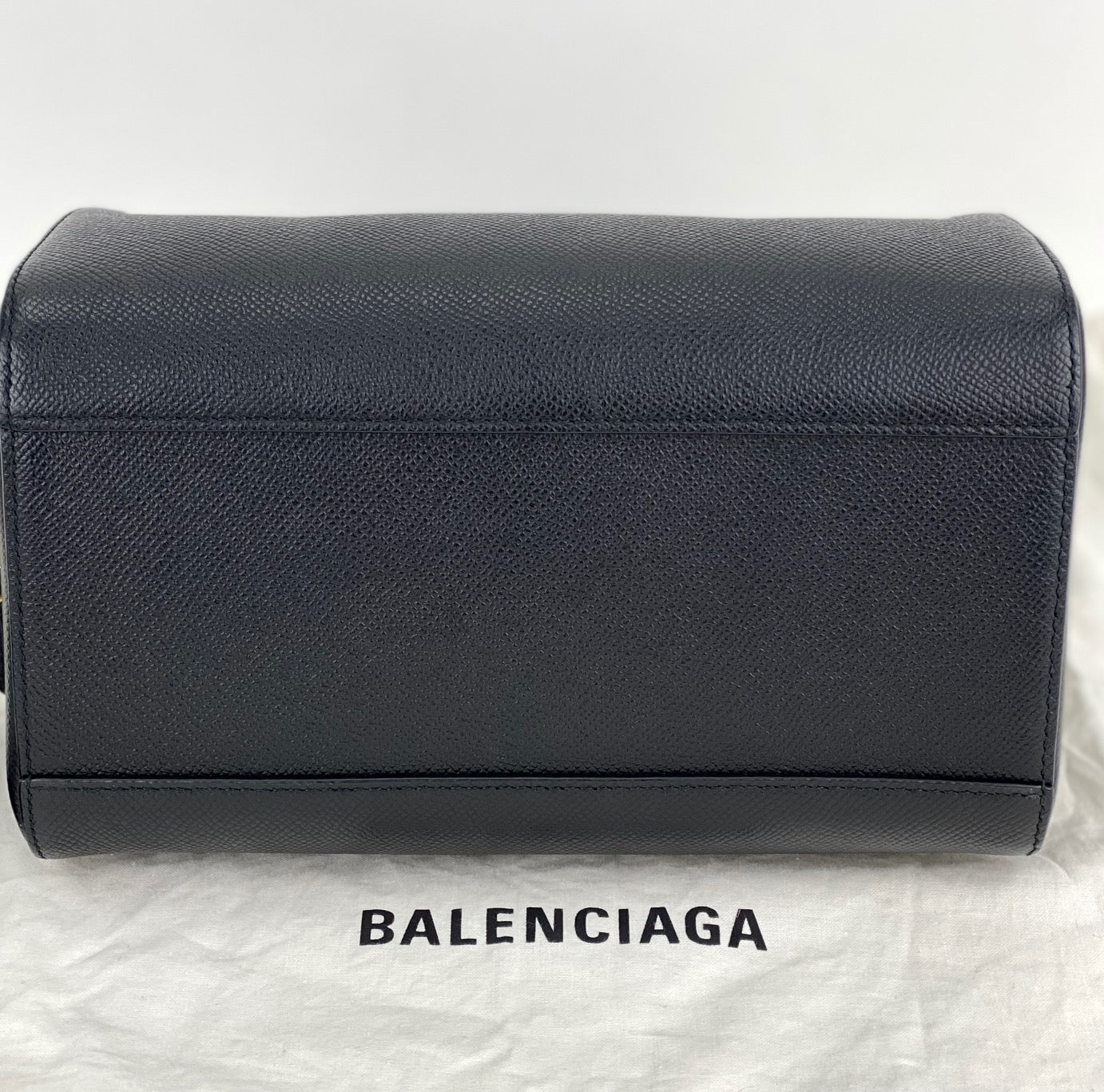 Balenciaga Ville Bowling Small Black Grained Leather Satchel Crossbody Bag preowned