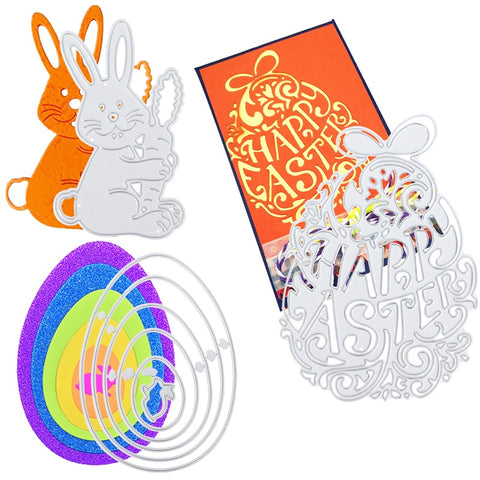 Haerbao™ 3 Set Rabbit Easter Bunny Metal Cutting Dies Stencil Mould