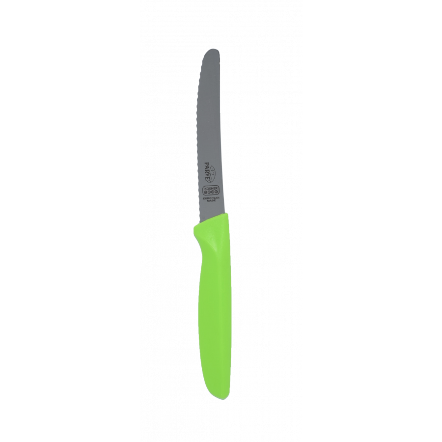 The Kosher Cook Knives - Rounded Tip, Serrated Edge (Blue/Green/Red)