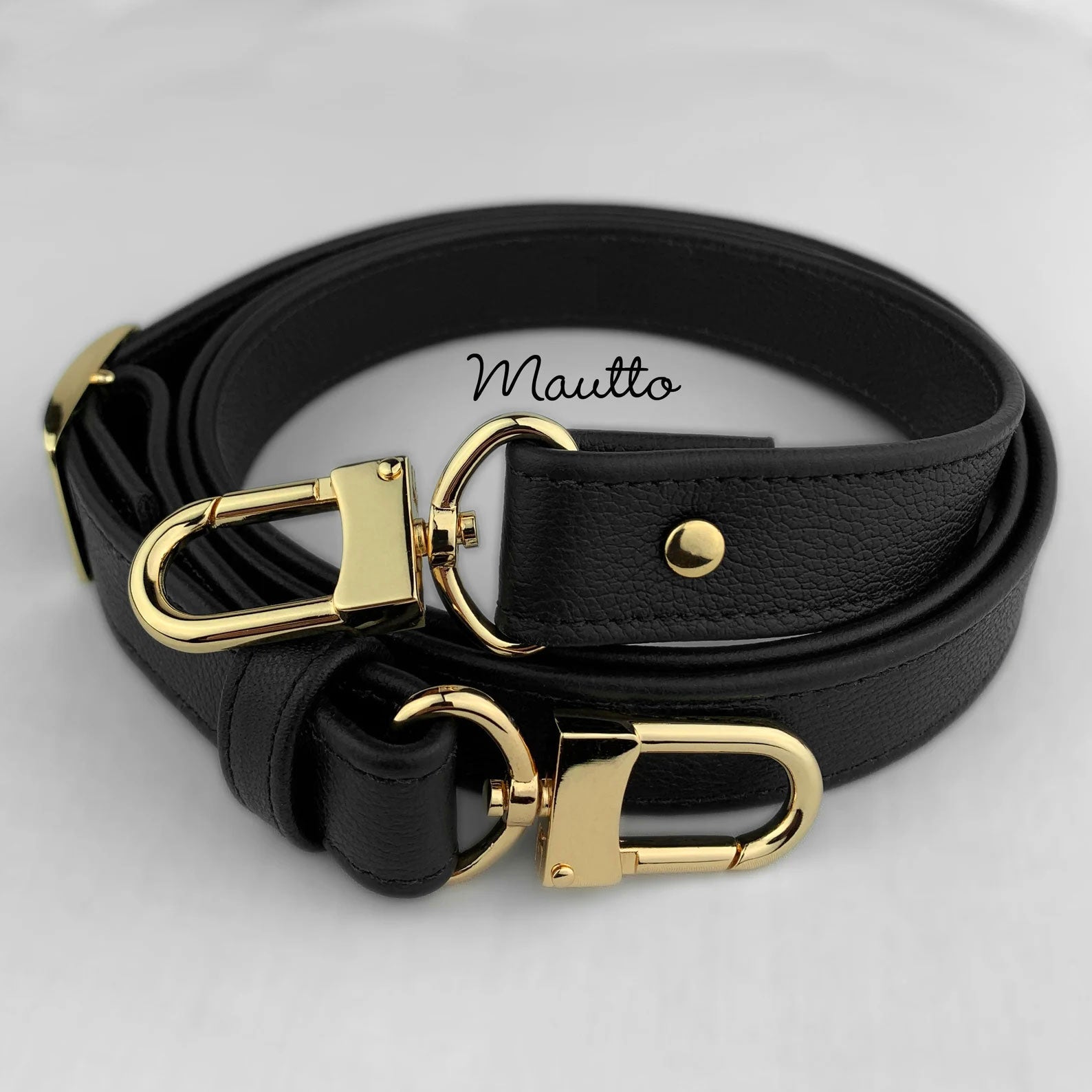Black Pebble Adjustable Leather Strap - 1 inch Wide (25mm) - Shoulder to Crossbody Lengths - Choice of Connector Style/Finish