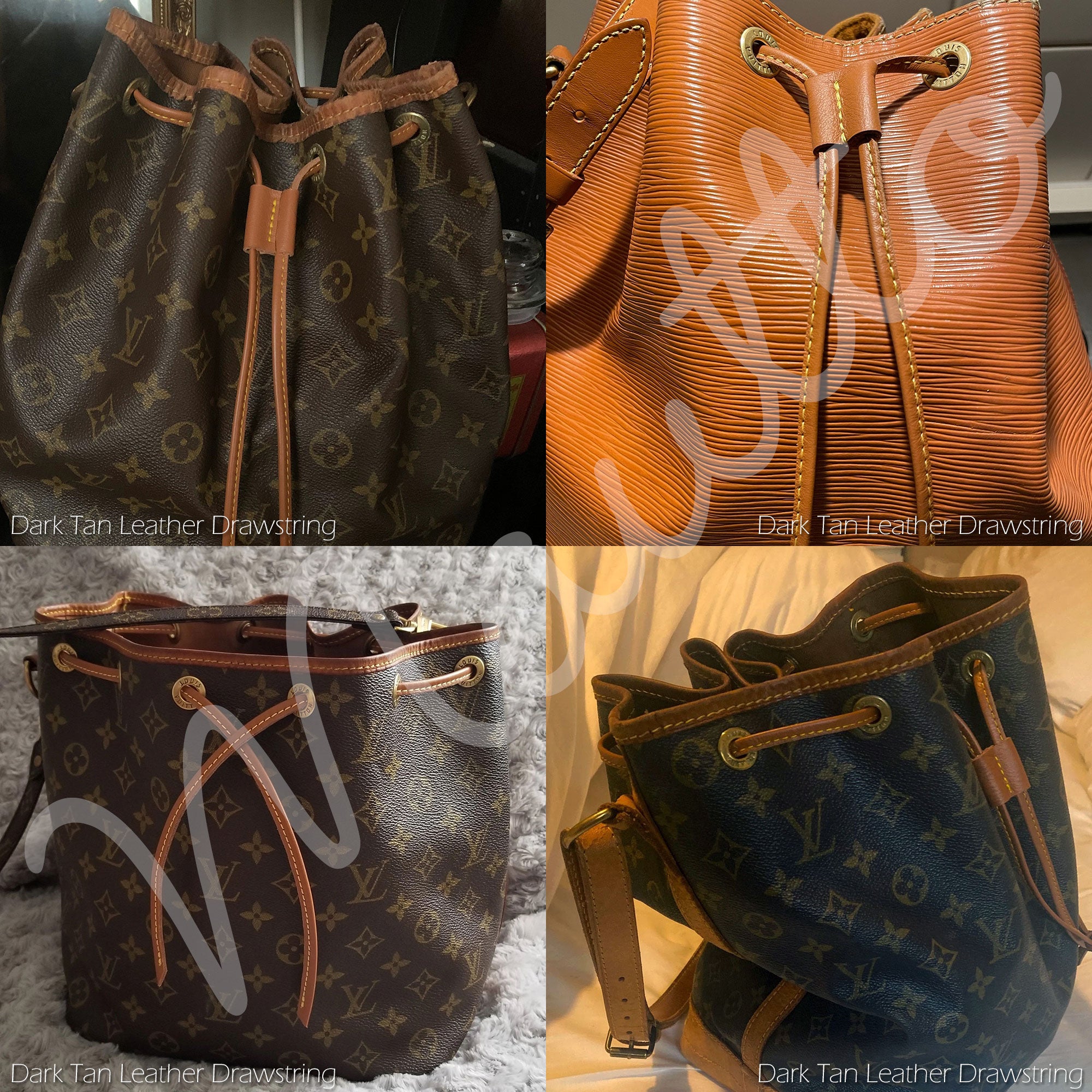 Leather Drawstring & Cinch Cord Replacement for Louis Vuitton (LV) Noe Bucket Bags or Similar Style