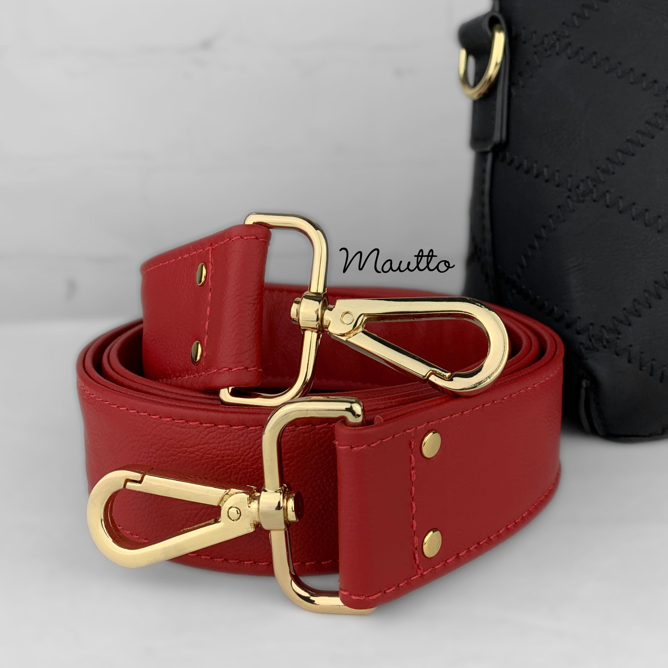 Wide, Leather Cross Body Strap - 50 inch Length, 1.5 inch (38mm) Wide - Choose Gold-tone or Aged Gold Connector Style - Modern Colors Collection