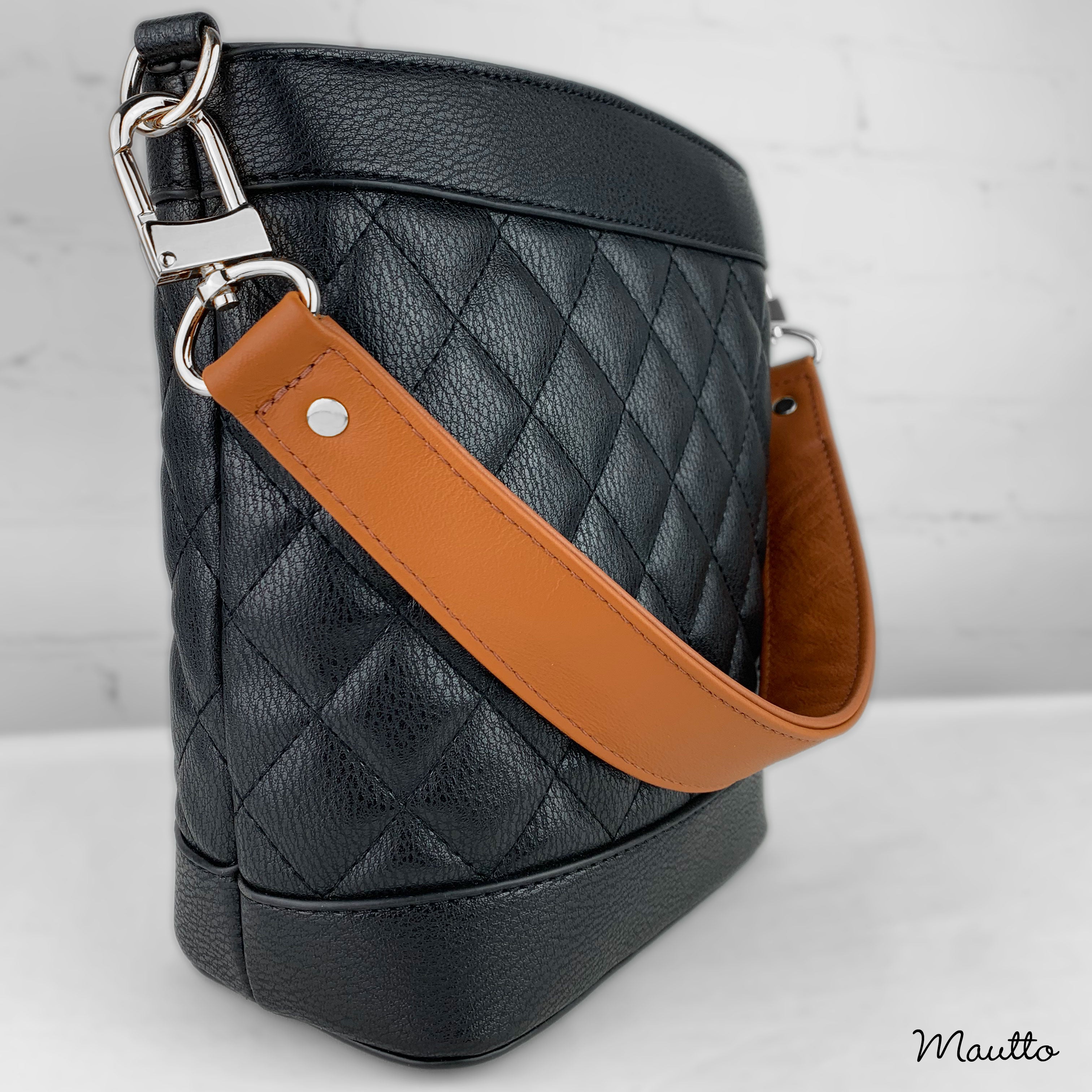 Tapered Width Leather Strap, Handle or Short Shoulder - 18 inch Length, 1.5 inch (38mm) Middle to 1 inch (25mm) Ends - Choose Silver-tone Connector Style