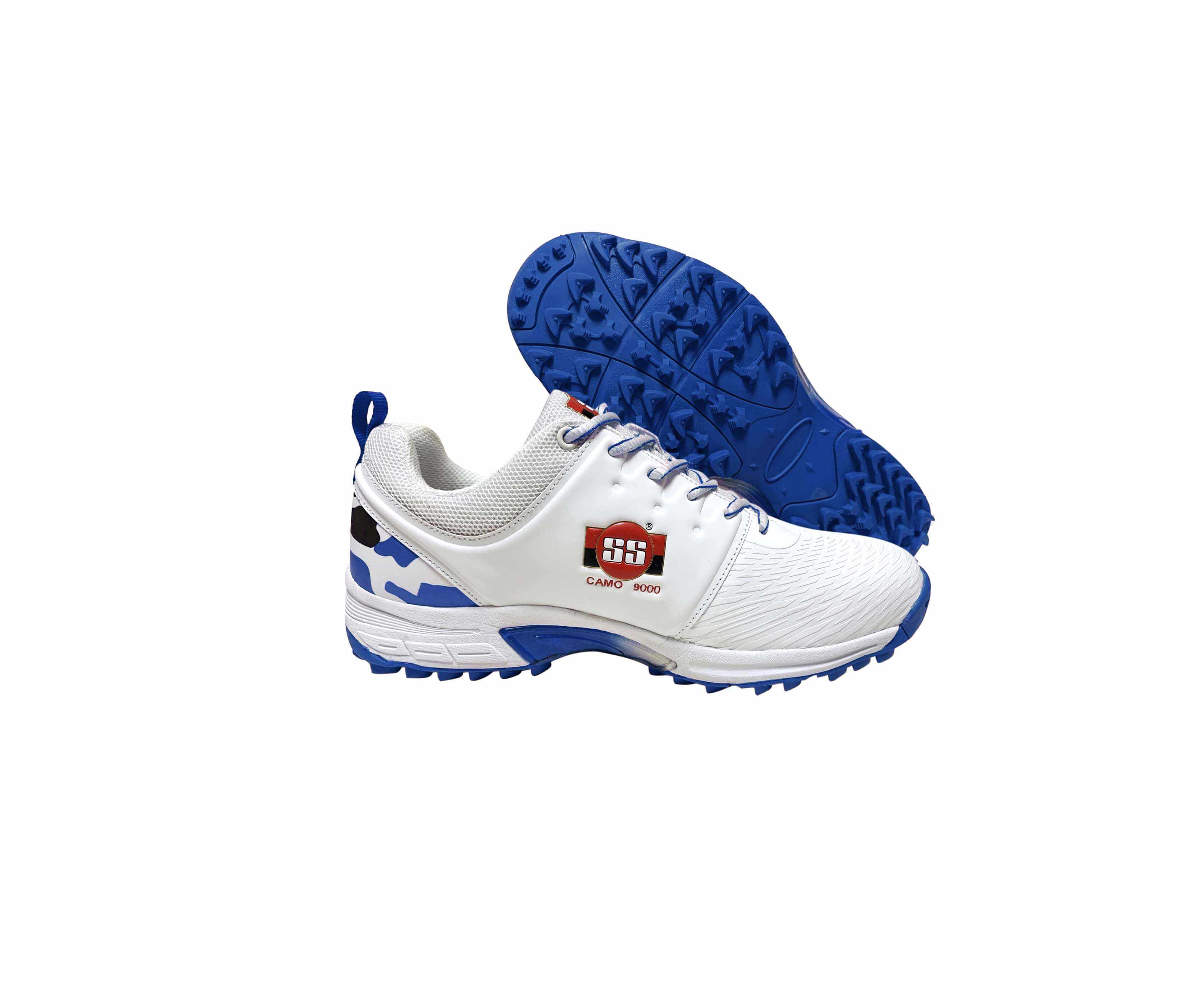 SS TON Camo 9000 Cricket Shoes (White/Blue)