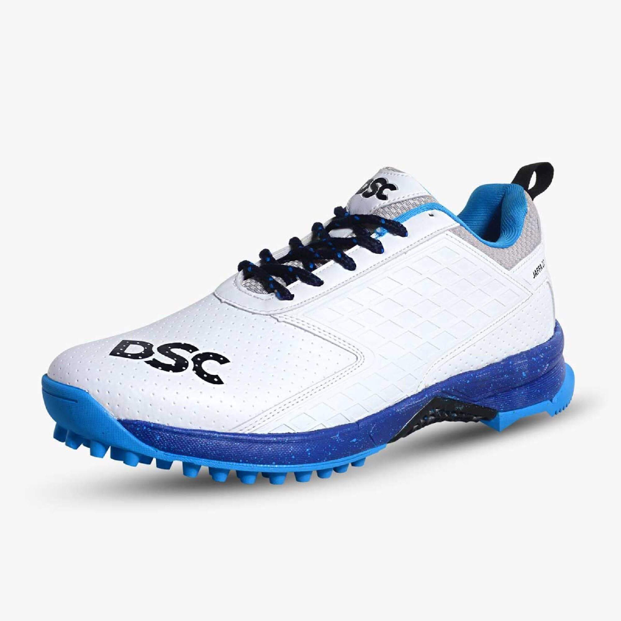 DSC JAFFA 22 Cricket Shoes (White/Navy/Sky Blue)