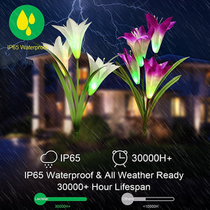 Spring Artificial Lily Solar Garden Stake Lights