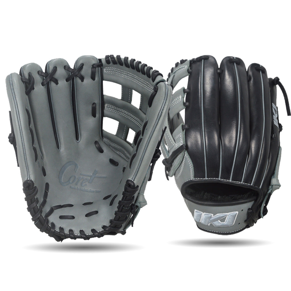 IKJ Core+ Series 12.75 INCH Single Welt Model OUTFIELD Baseball Glove in Gray and Black for LEFT-HANDED Thrower