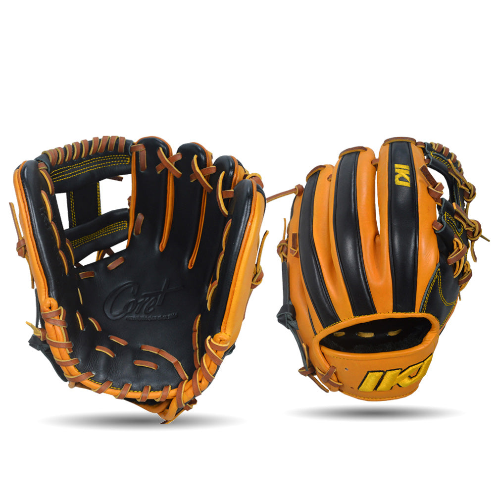 IKJ Core+ Series 11.5 INCH DoubIe Welt Model NFIELD Baseball Glove in Black and Harvest for RIGHT-HANDED Thrower