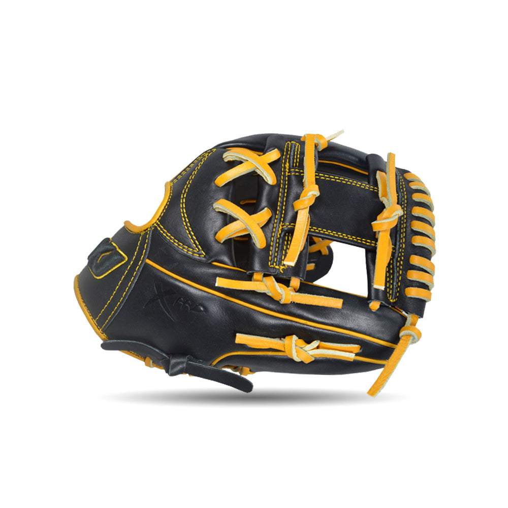 IKJ Xpro Series 11.5 INCH Double Welt Model INFIELD Baseball Glove in Black and Harvest for RIGHT-HANDED Thrower