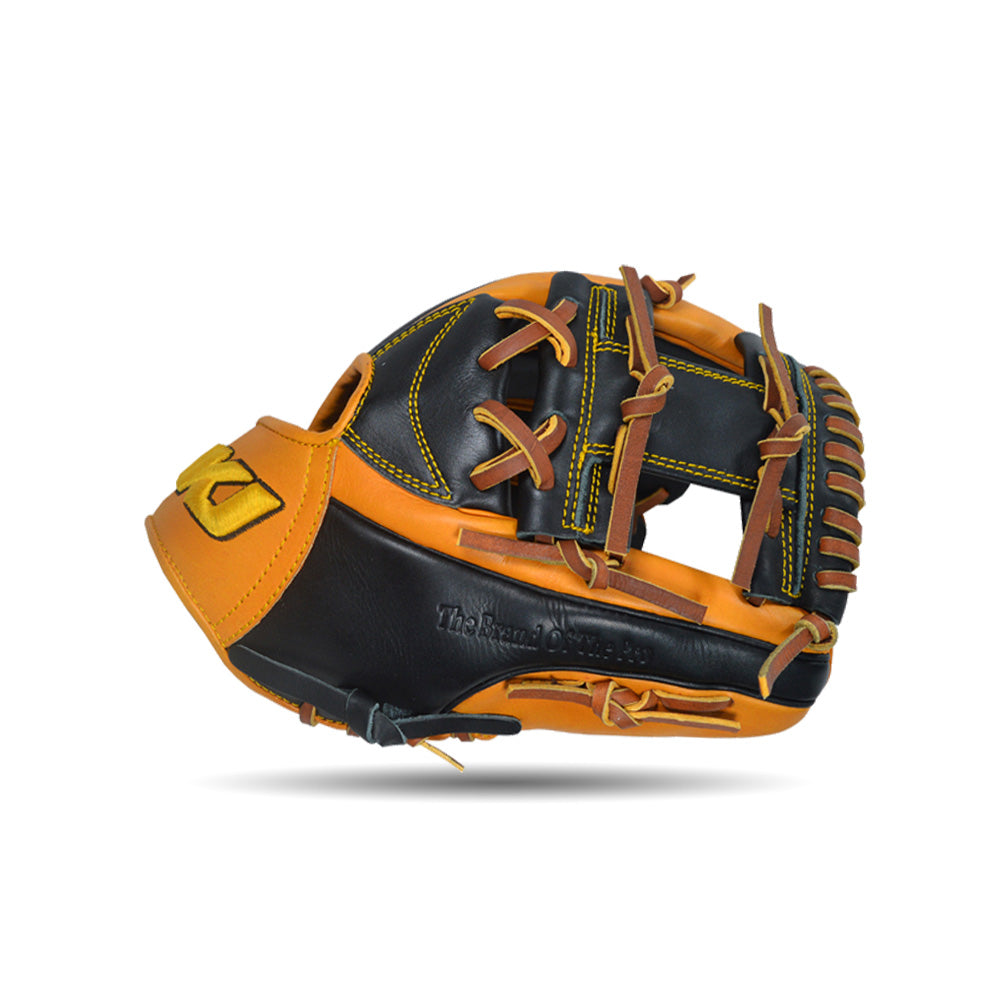 IKJ Core+ Series 11.5 INCH DoubIe Welt Model NFIELD Baseball Glove in Black and Harvest for RIGHT-HANDED Thrower