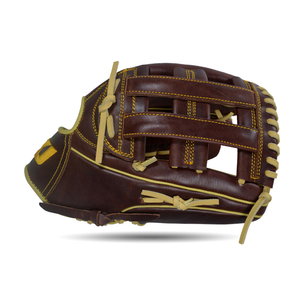 IKJ Core+ Series 12.75 INCH Double Welt Model OUTFIELD Baseball Glove in Dark Brown for RIGHT-HANDED Thrower