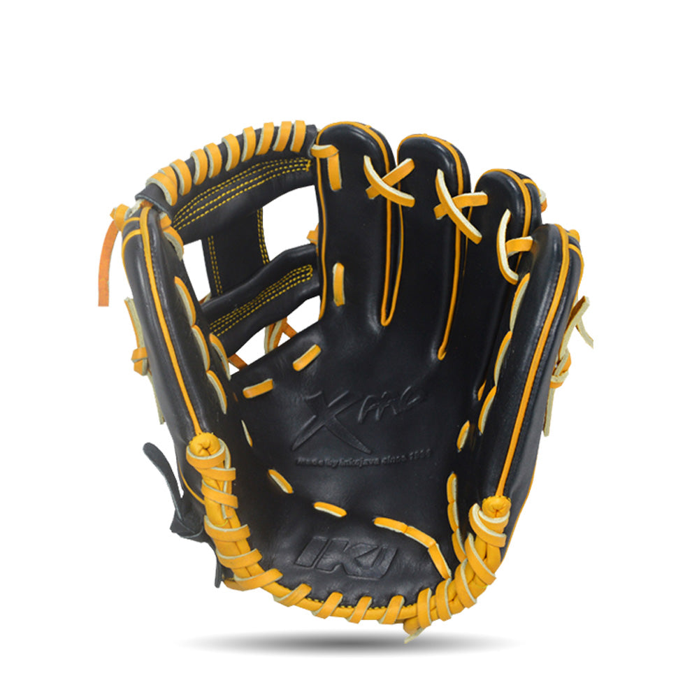 IKJ Xpro Series 11.5 INCH Double Welt Model INFIELD Baseball Glove in Black and Harvest for RIGHT-HANDED Thrower