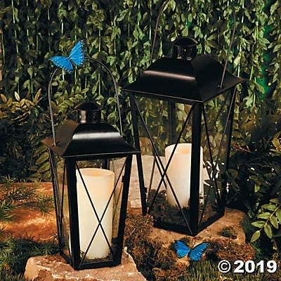 Black Lantern Set (2 Metal Lanterns) Home Decorative Accents