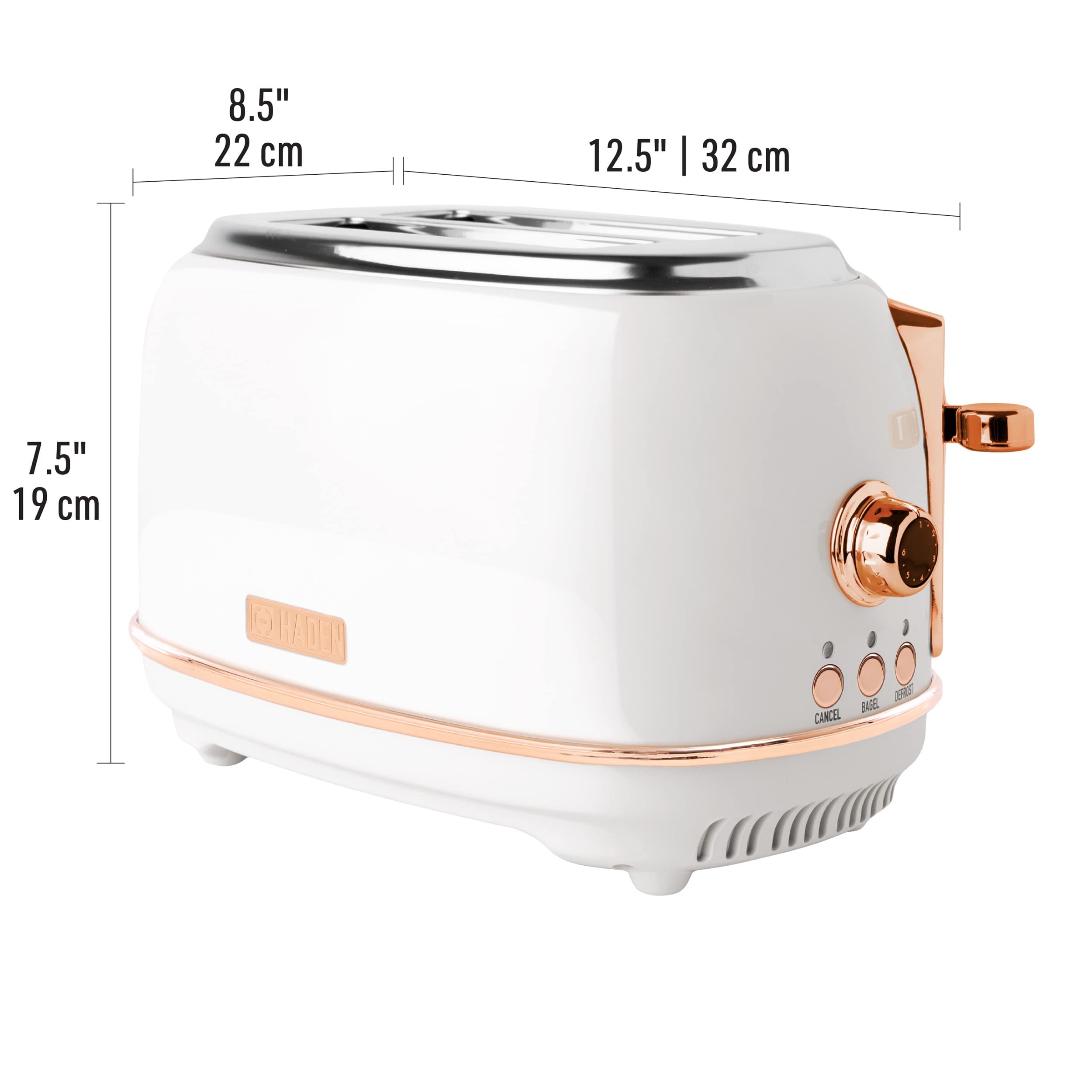 Haden Heritage Stainless Steel 2-Slice Toaster - Ivory / Copper