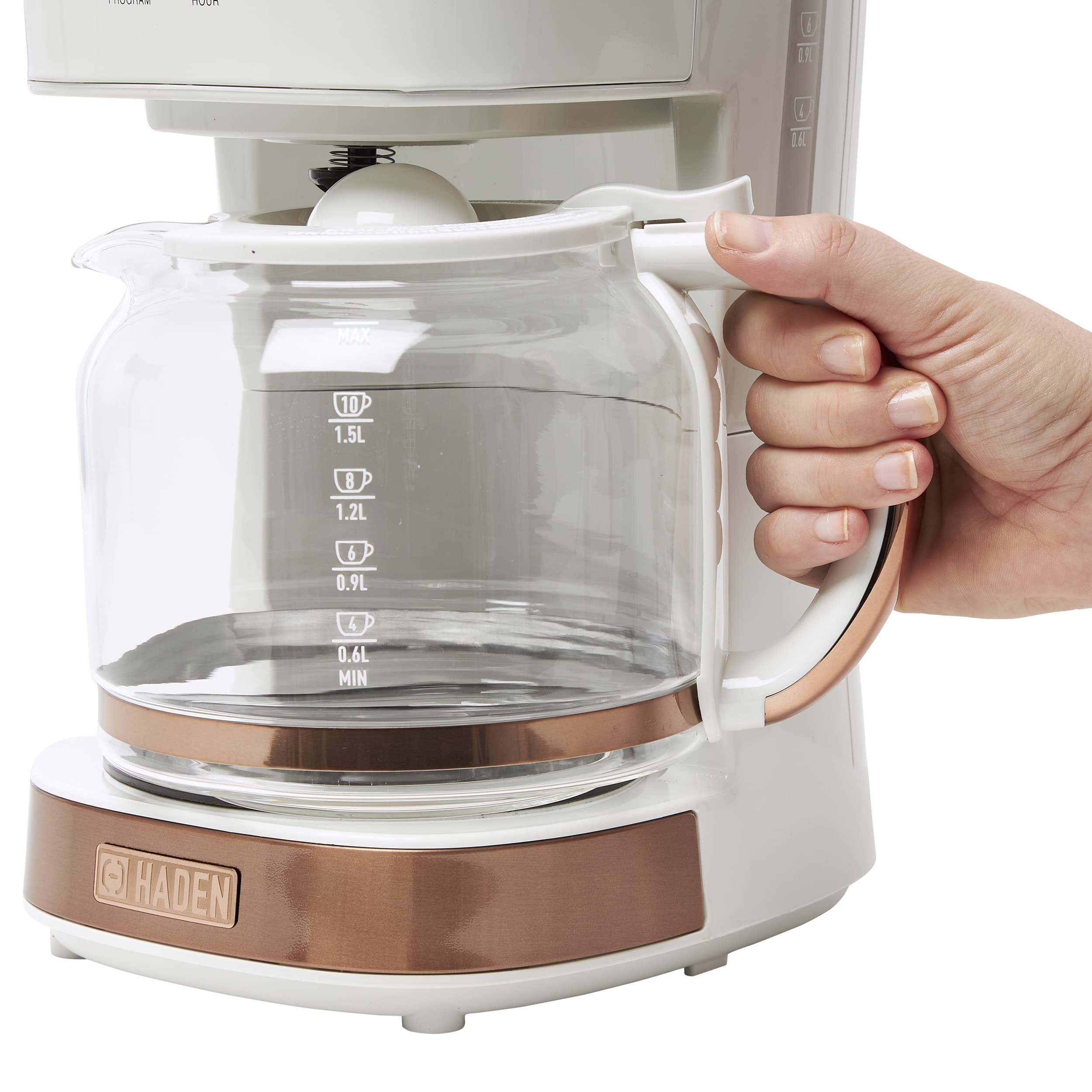 Haden Heritage 12-Cup Programmable Coffee Maker - Ivory / Copper