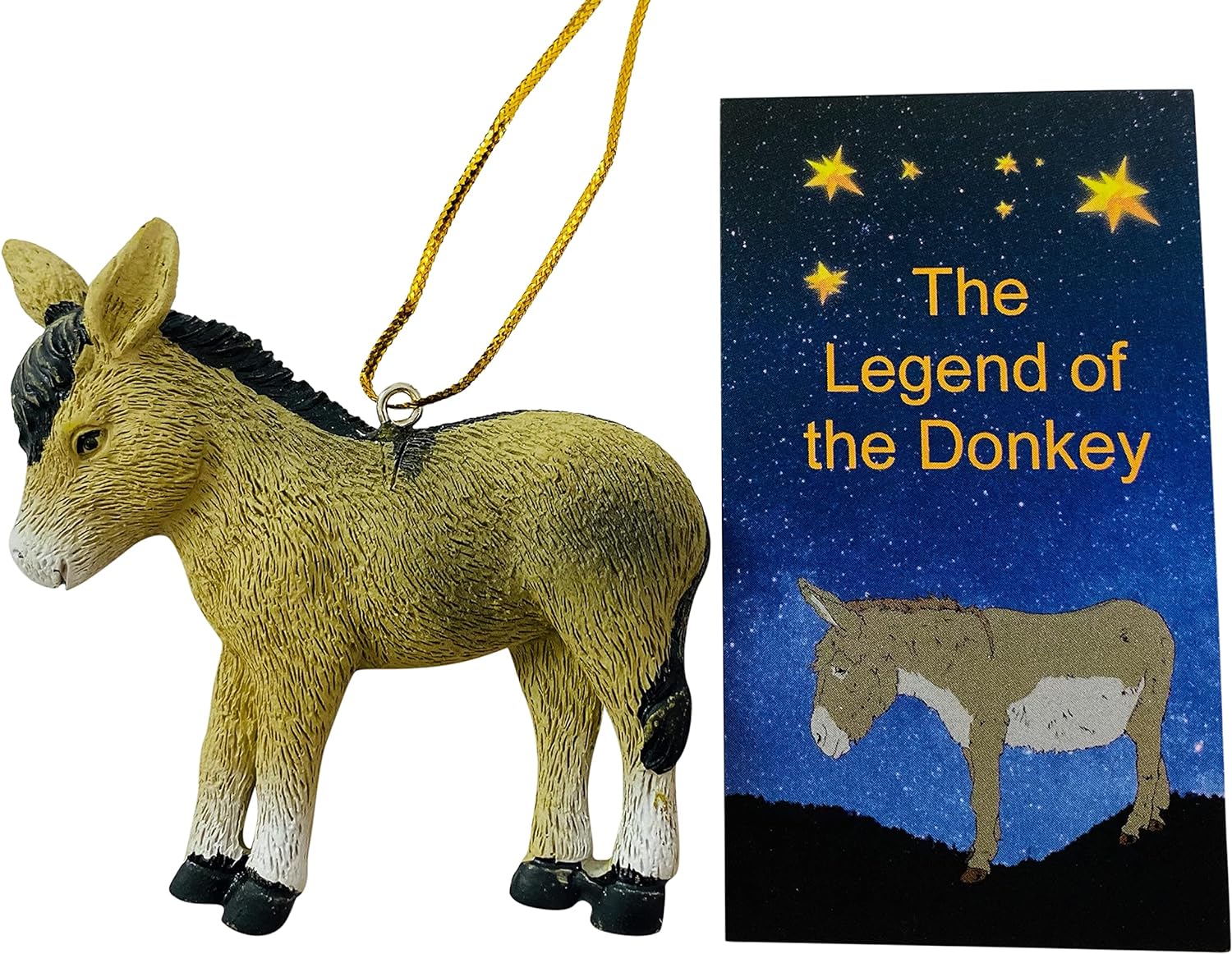 Legend of the Donkey Resin Christmas Ornaments with Card - 12 Pc.