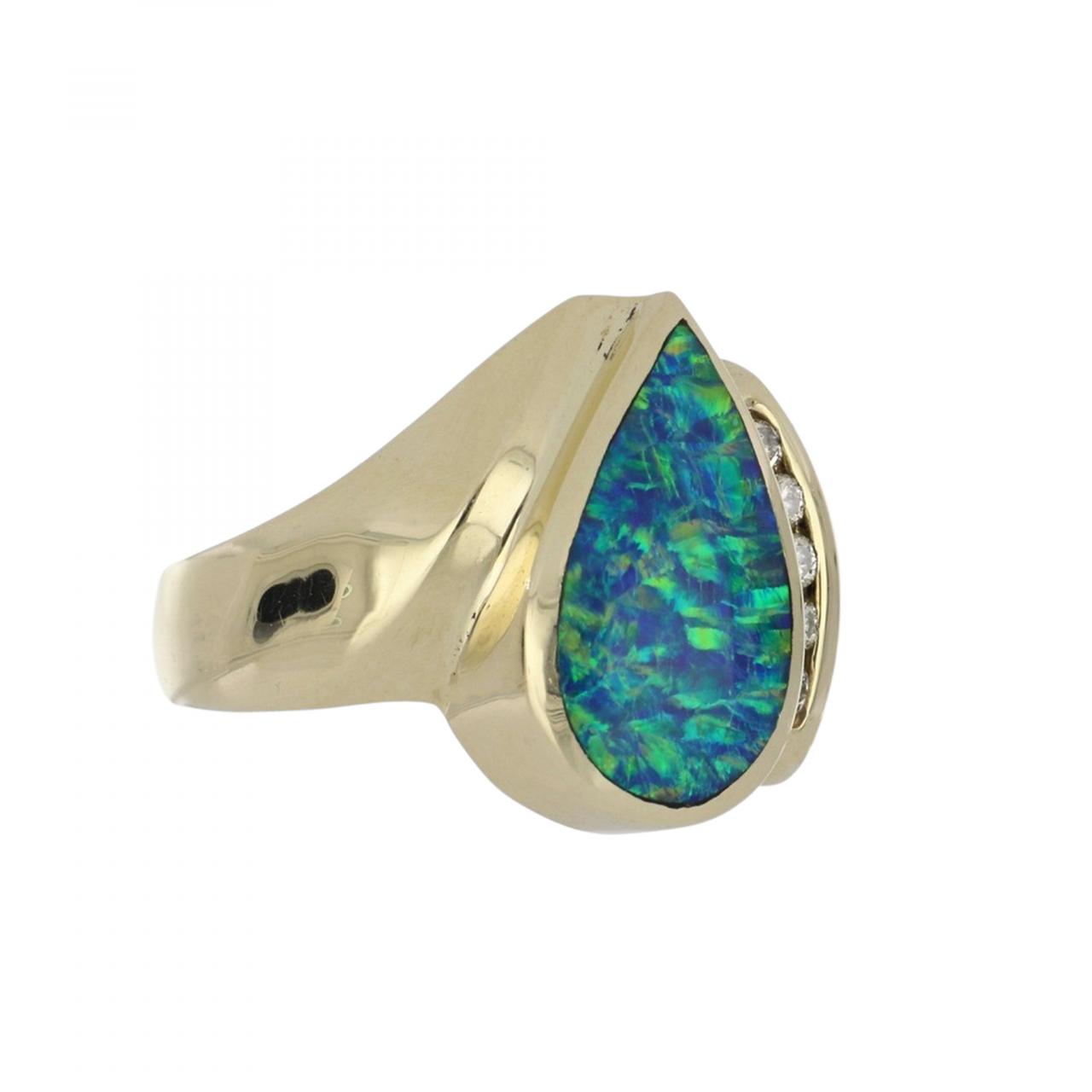 14K Gold Opal Doublet Ring