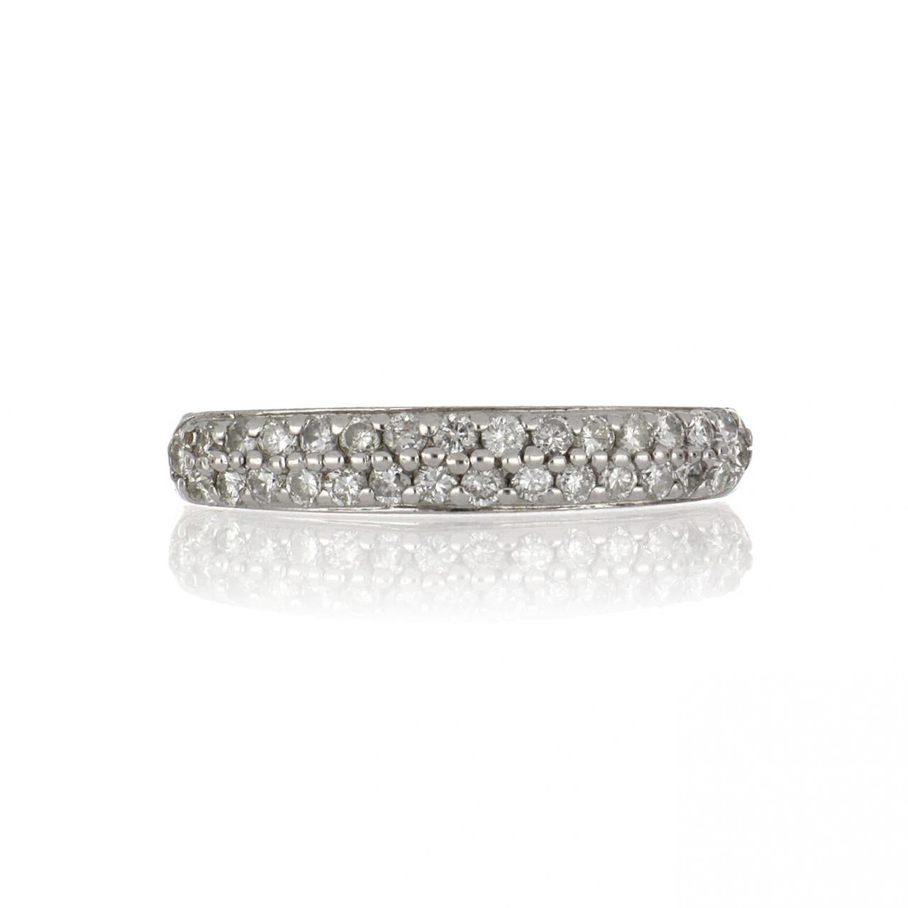 14K White Gold Double-Row Diamond Band